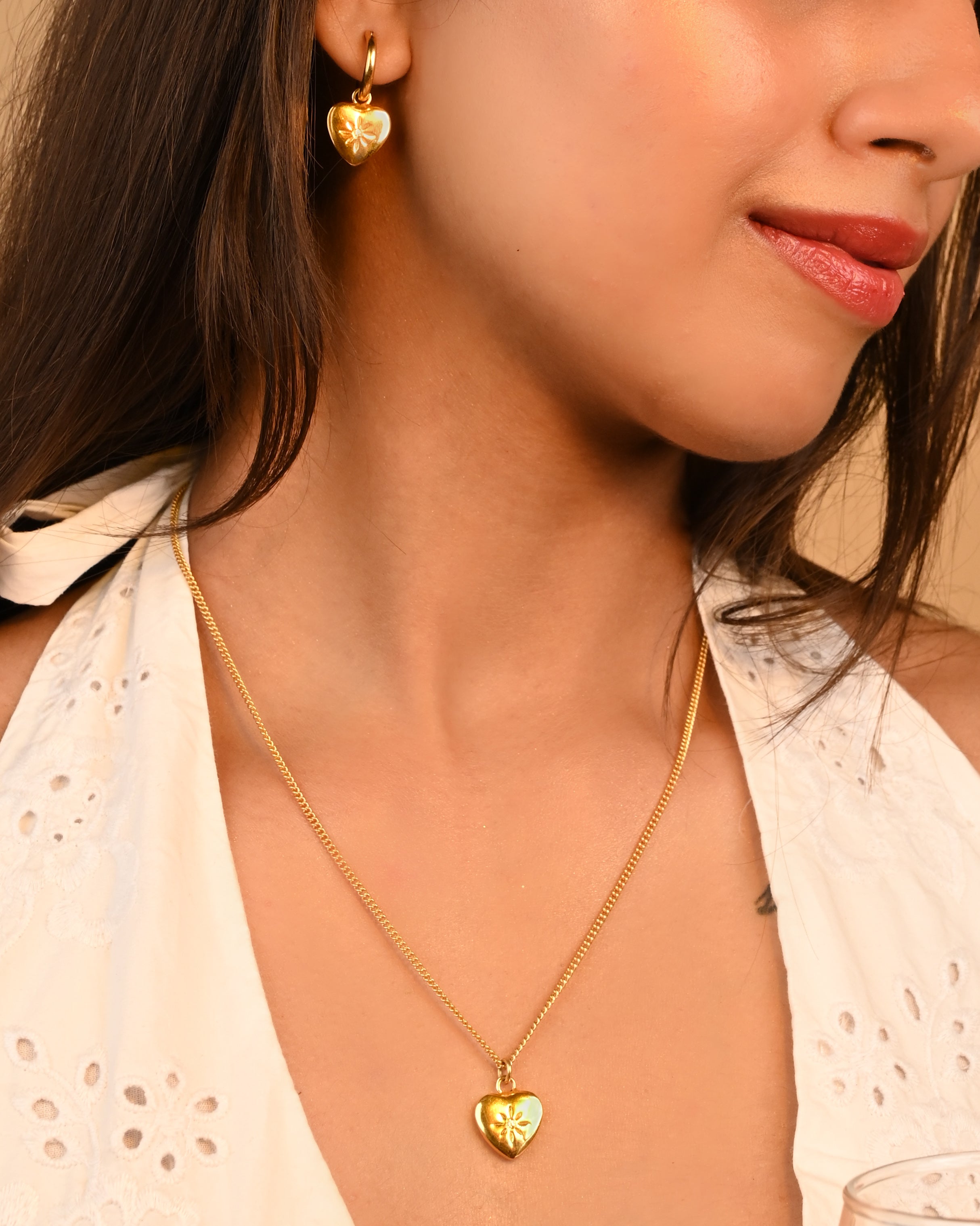 Starburst Heart Pendant Set