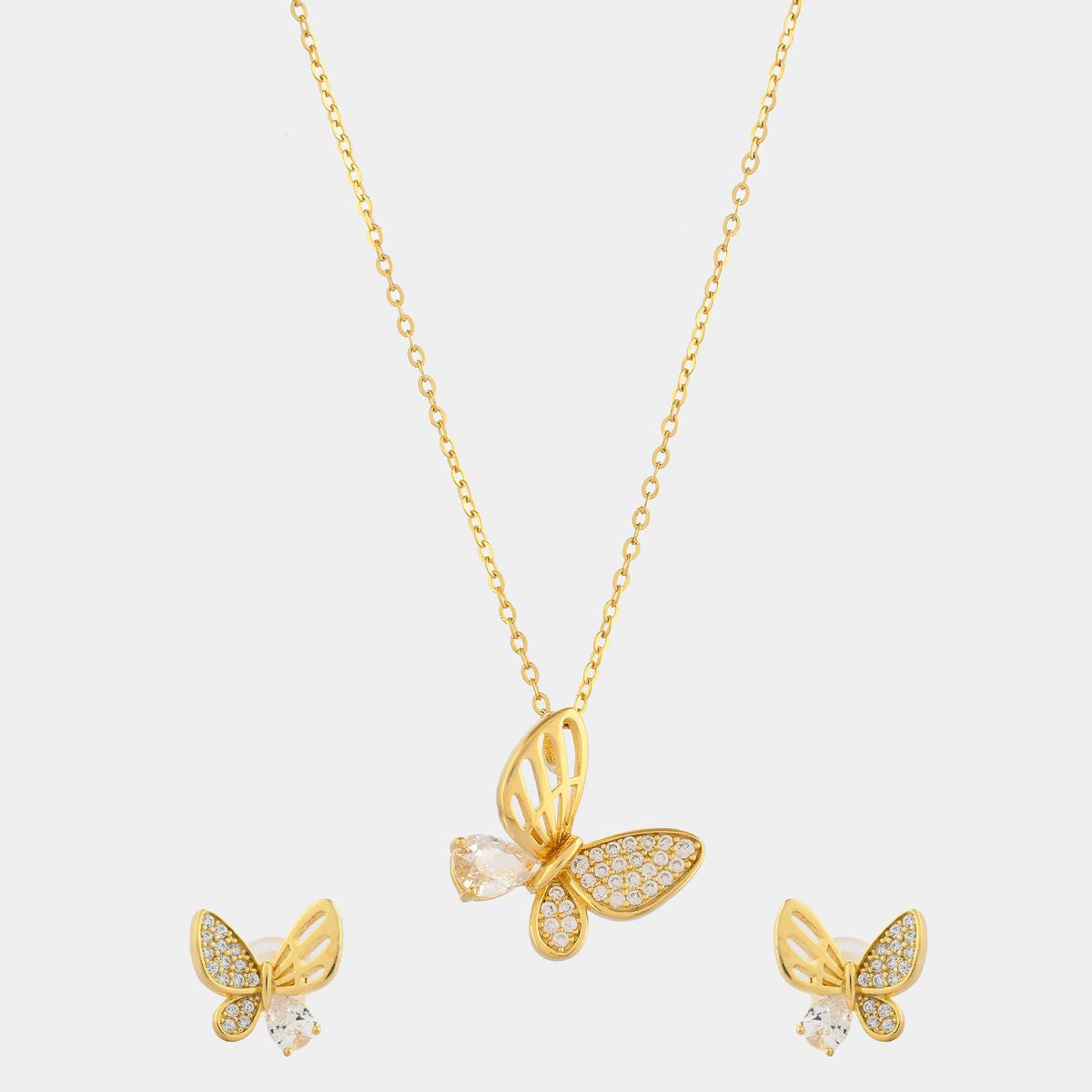 Solitaire Butterfly Pendant Set