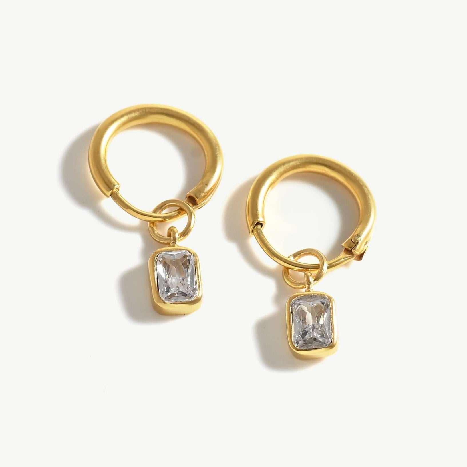 Emerald Cut Charm Earrings