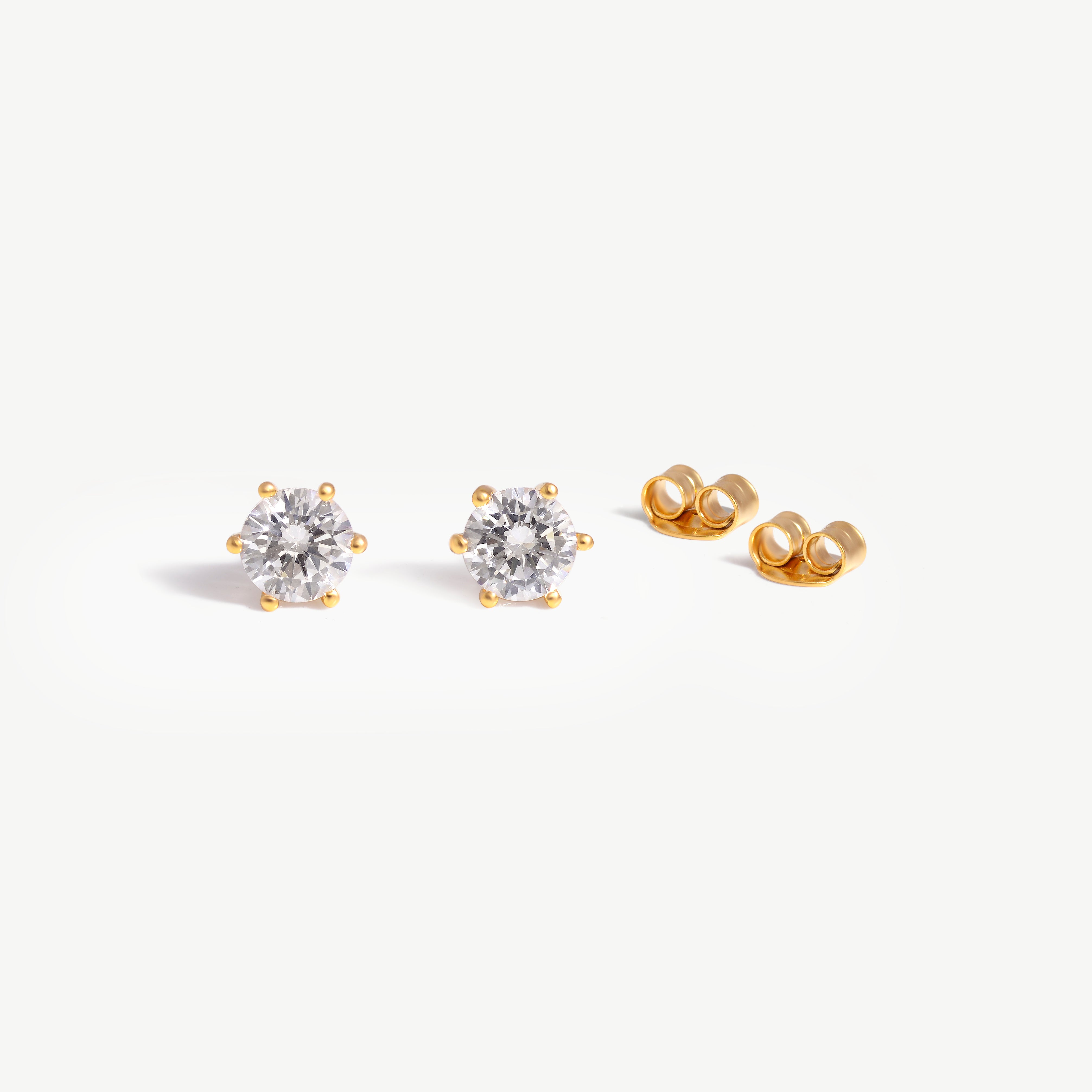 18k Classic Solitaire Earrings