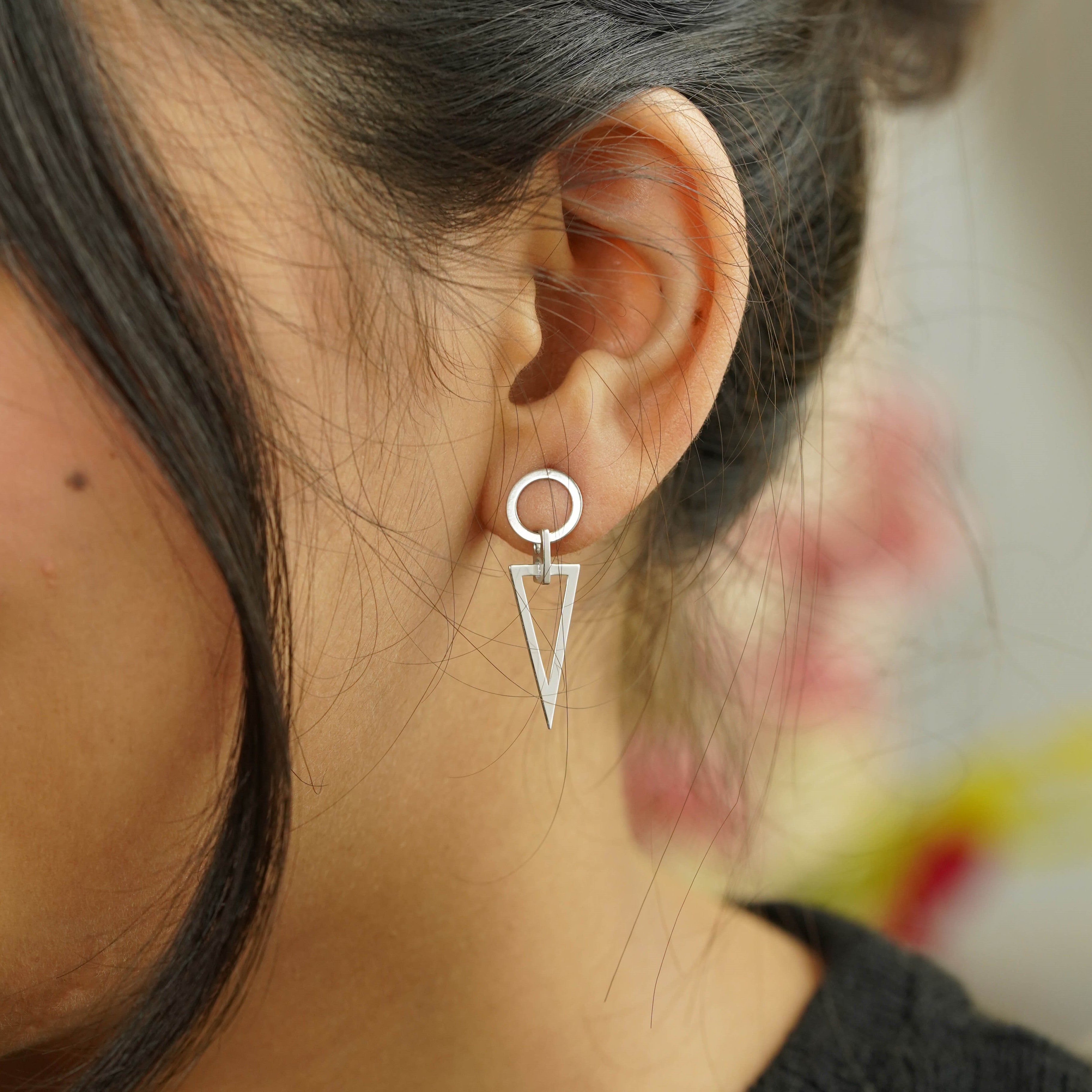 Geometric Silver Danglers