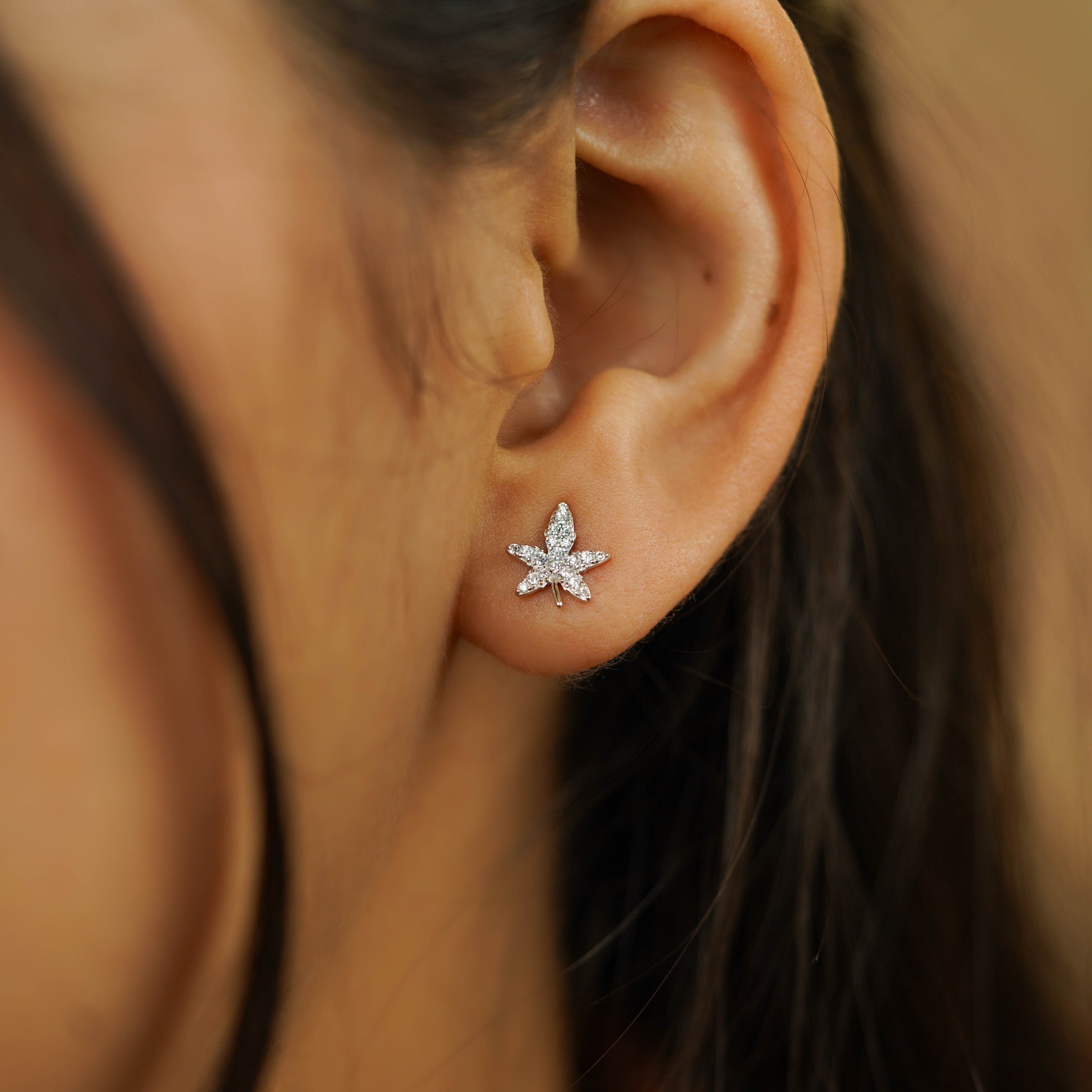 Glittering Leaf Studs