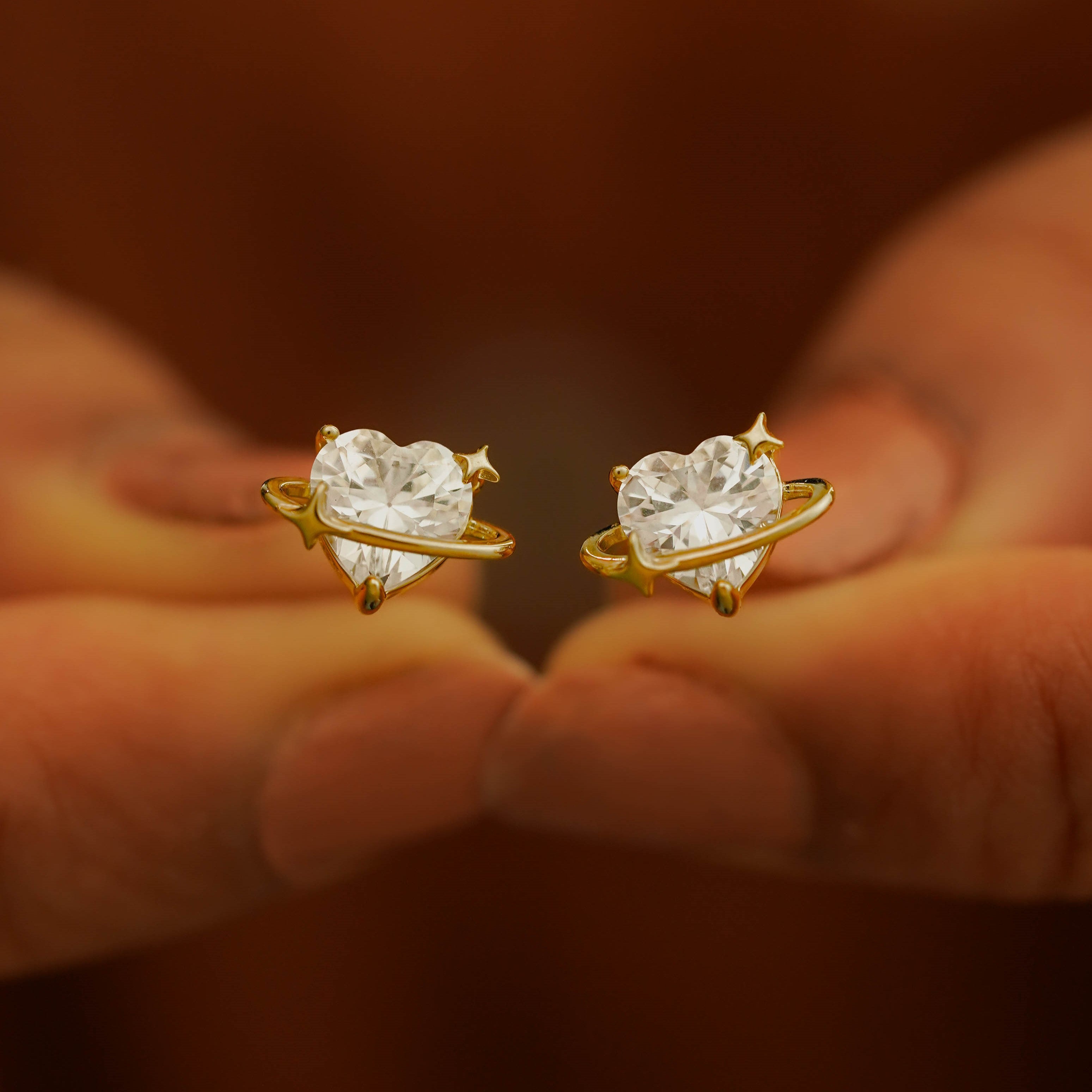 Cosmic Love Heart Studs