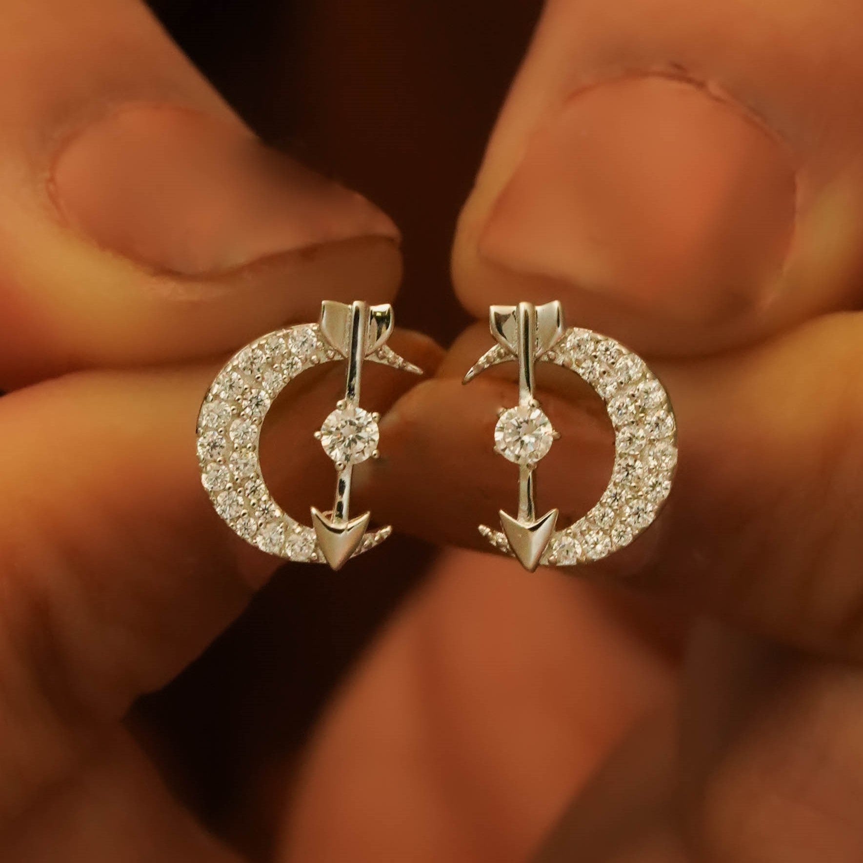 Moonlit Arrow Studs
