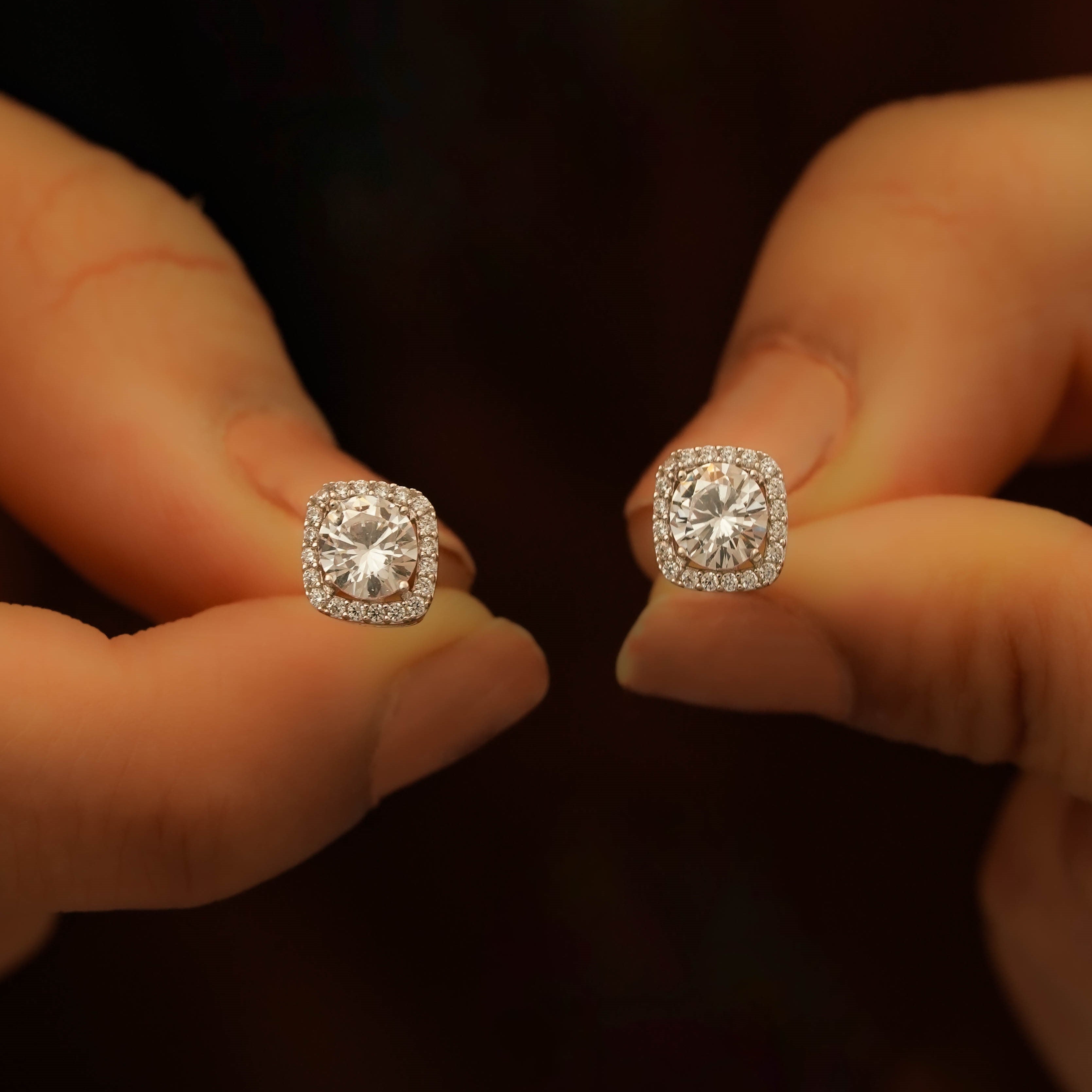 Solitaire Cushion Cut Studs