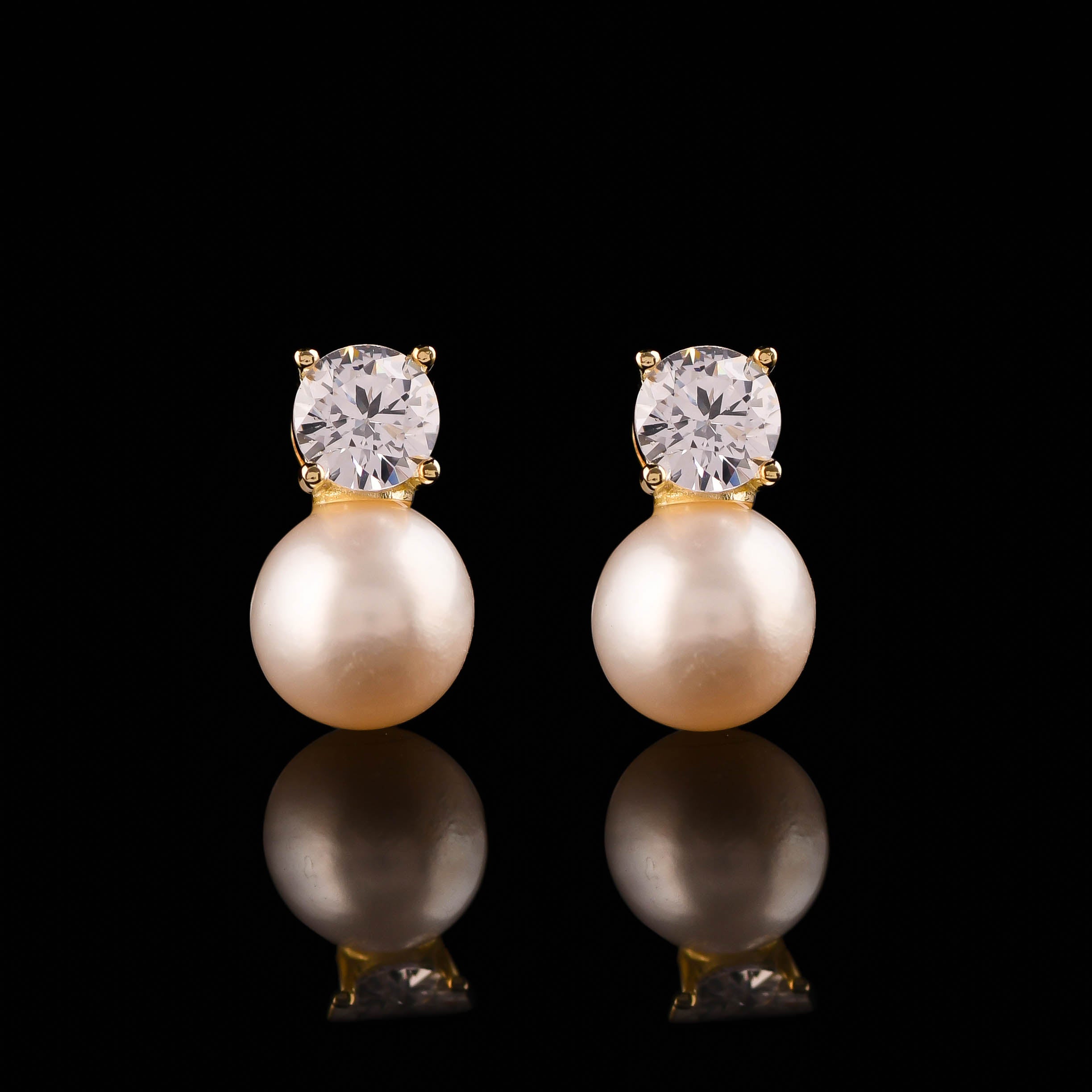 Solitaire Pearl Drop Studs
