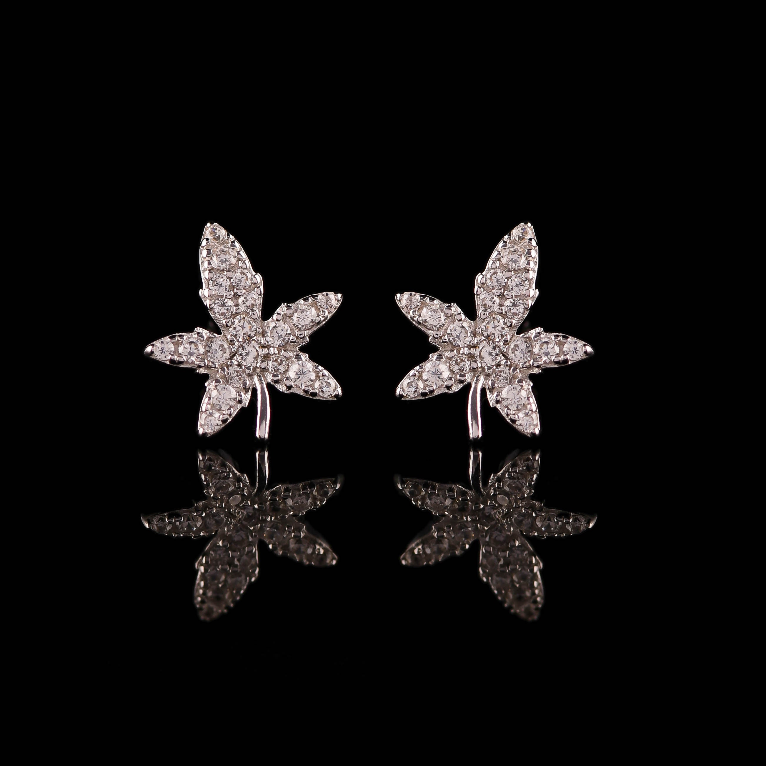 Glittering Leaf Studs