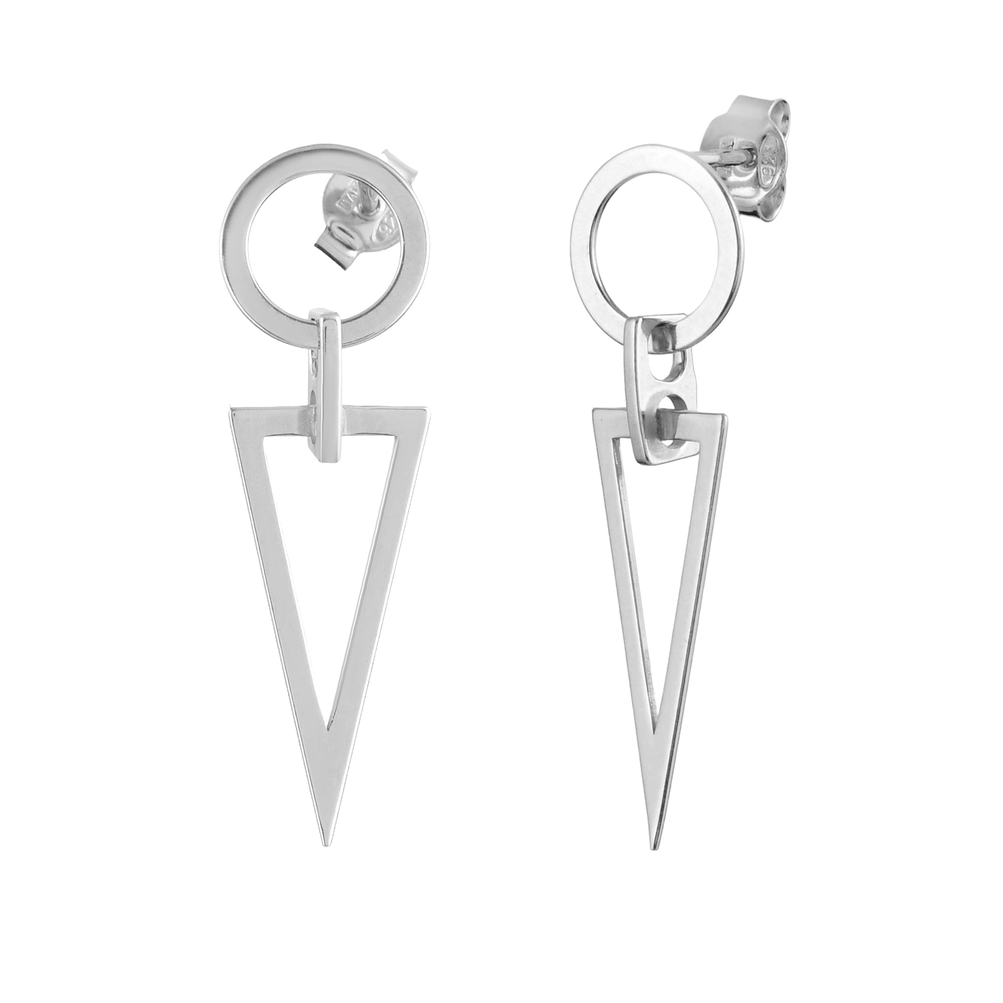 Geometric Silver Danglers