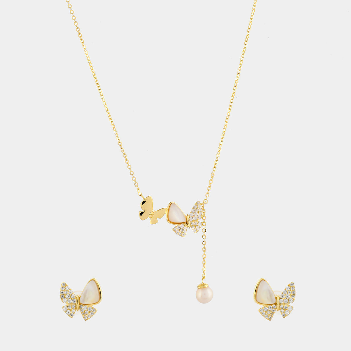 Pearly Butterfly Pendant set