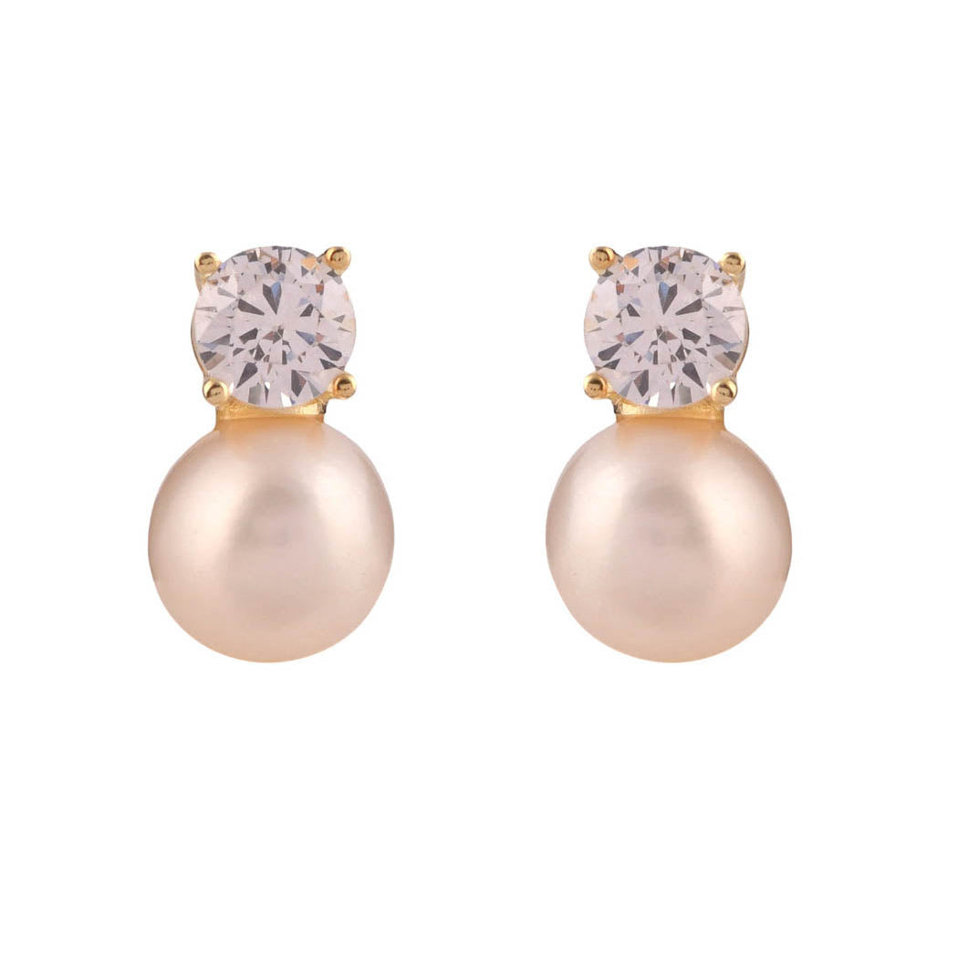 Solitaire Pearl Drop Studs