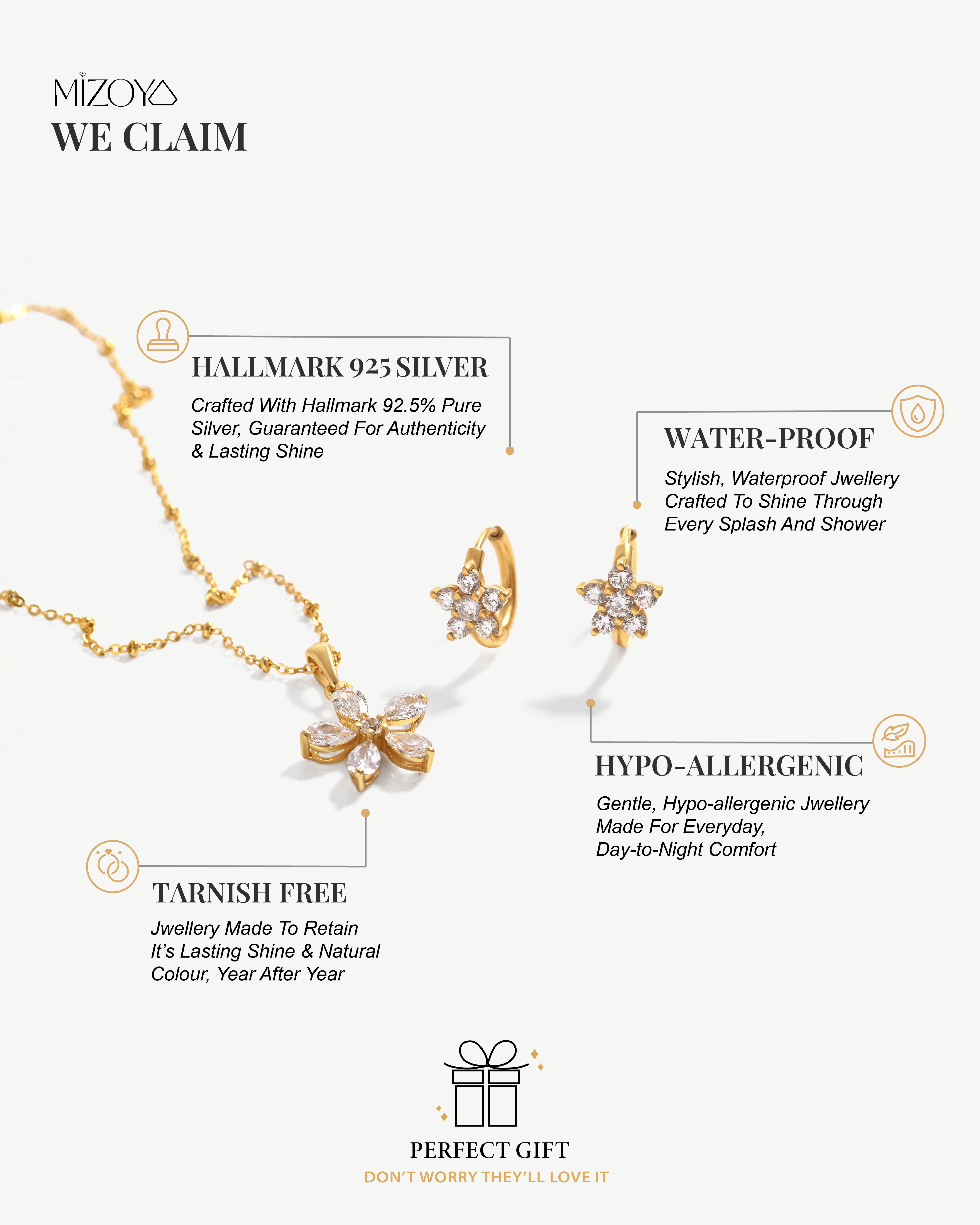 Solitaire Flower Pendant Set