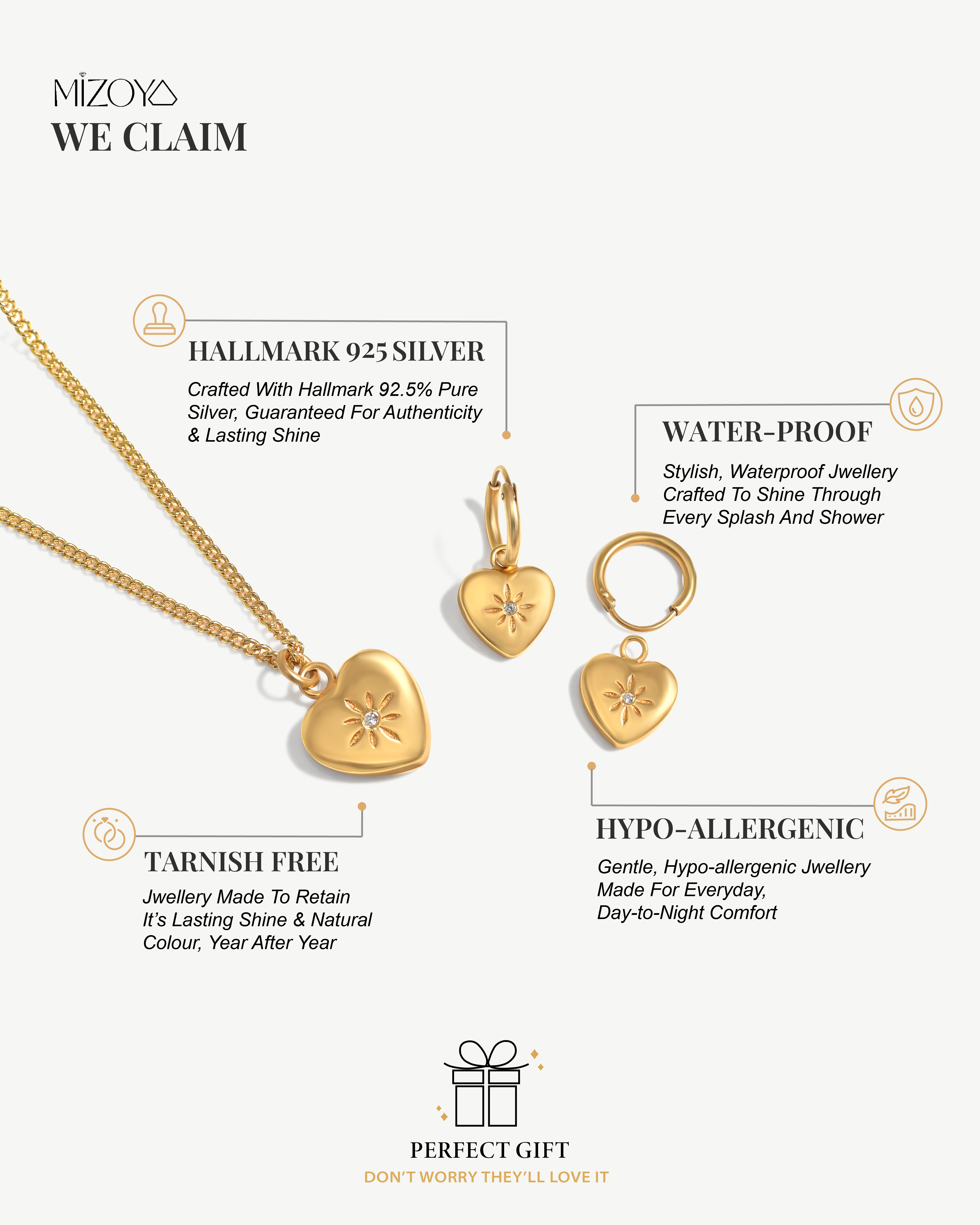 Starburst Heart Pendant Set