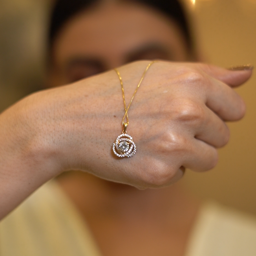 18k Fauzia Solitaire Pendant Set