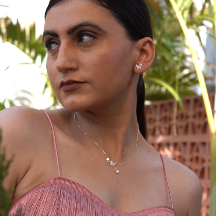 Pearly Butterfly Pendant set