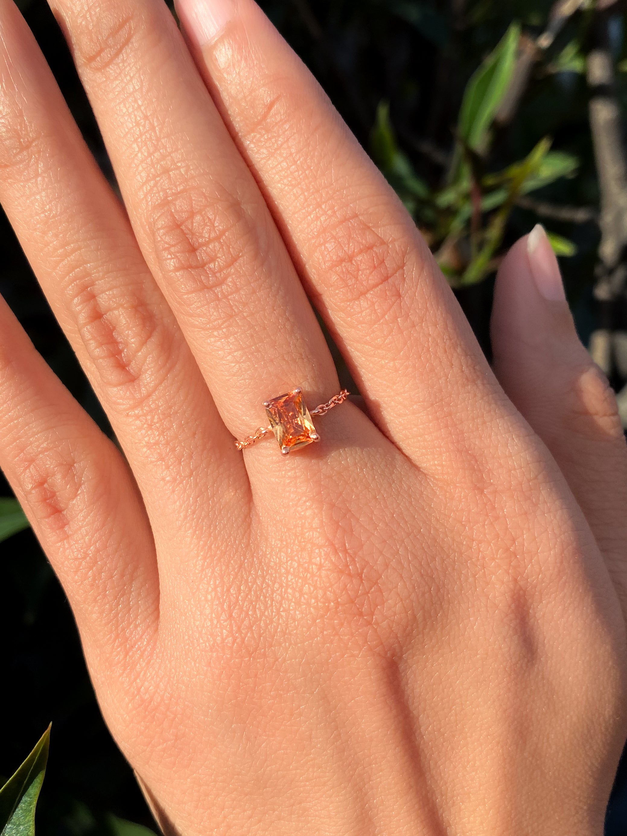 Champagne Rose Gold Chain Ring