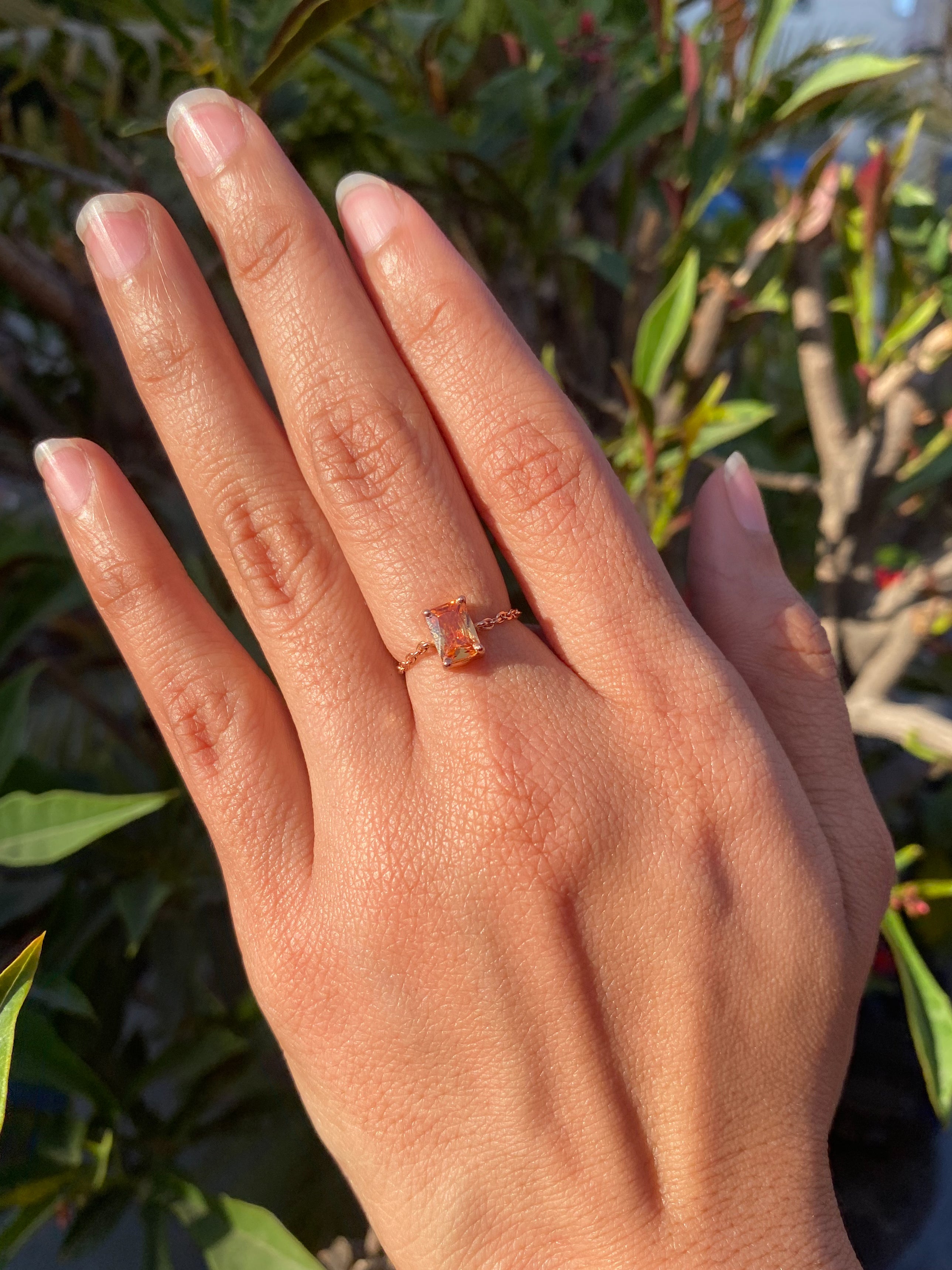 Champagne Rose Gold Chain Ring