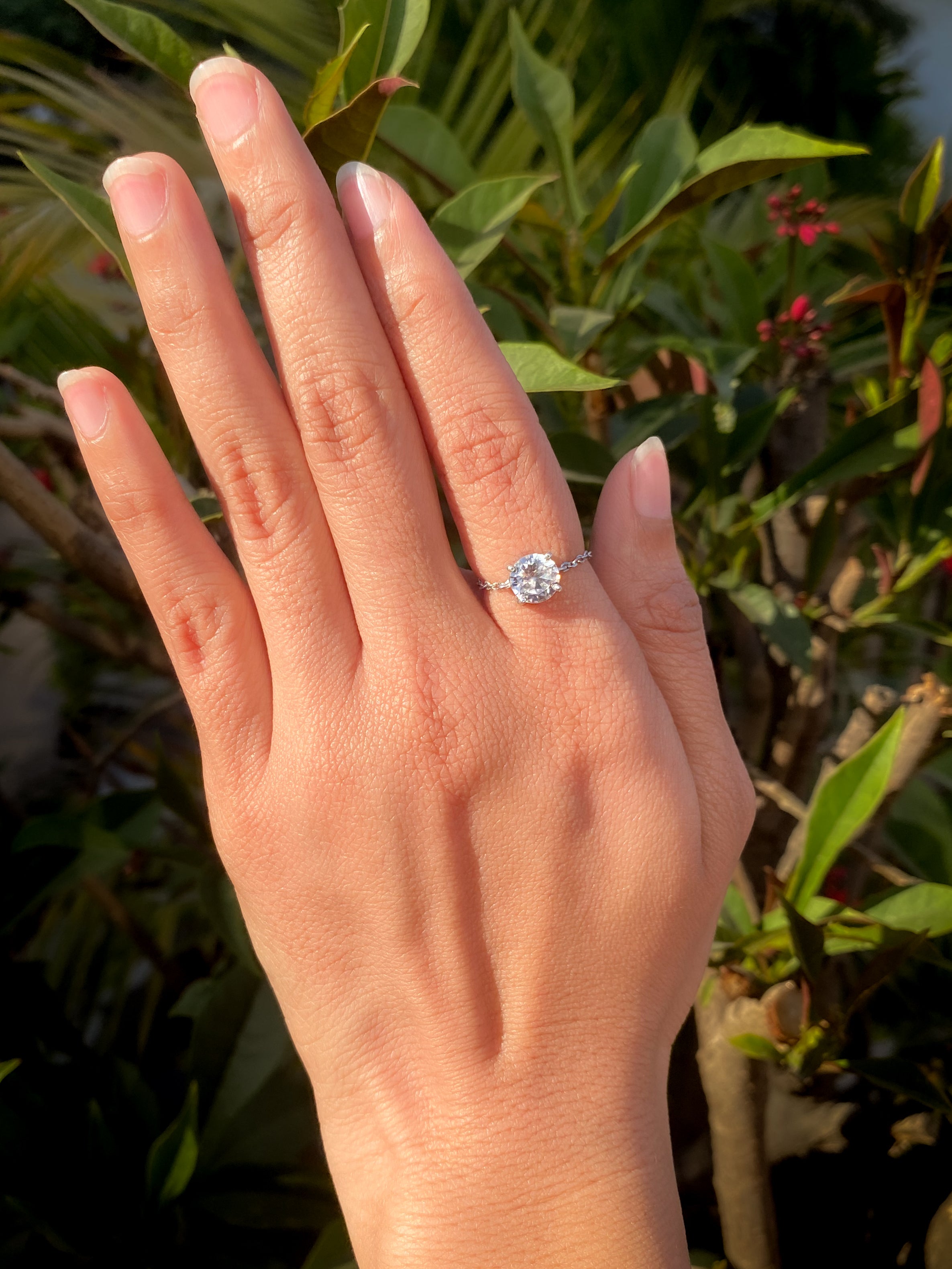 Sterling Classic Solitaire Chain Ring