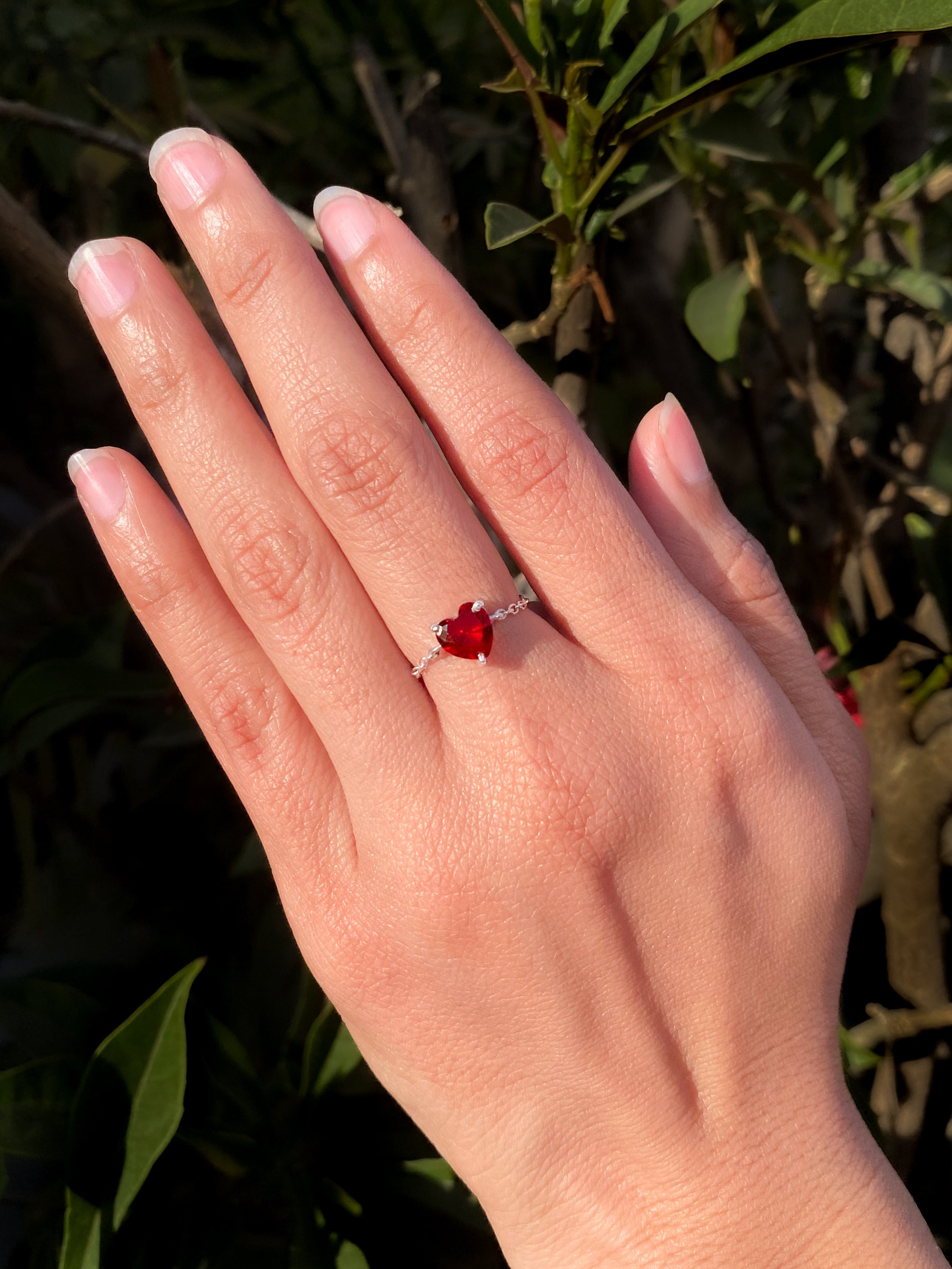 Queen of Hearts Garnet Chain Ring