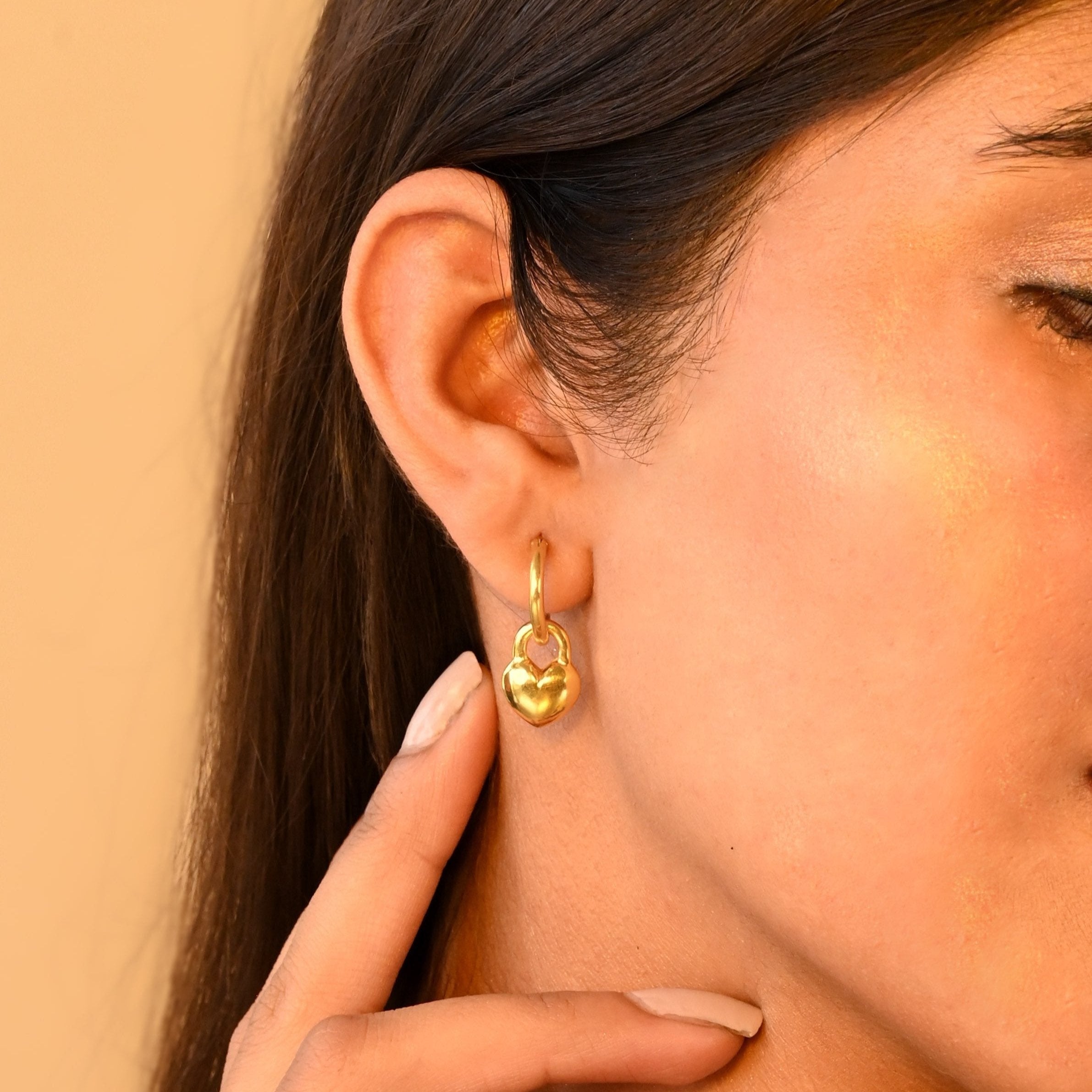 Heart Lock Charm Earrings