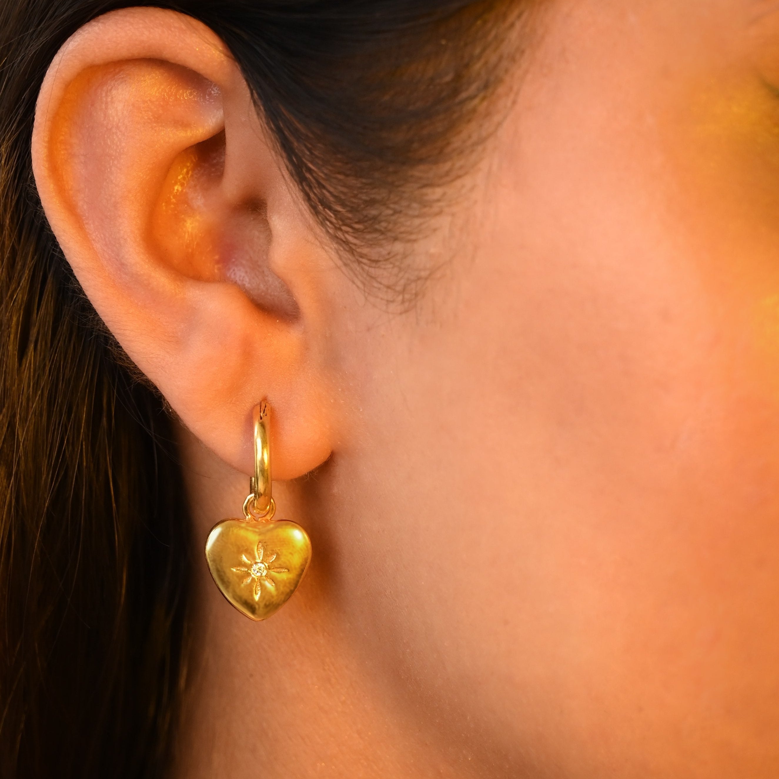 Stellar Heart Charm Earrings