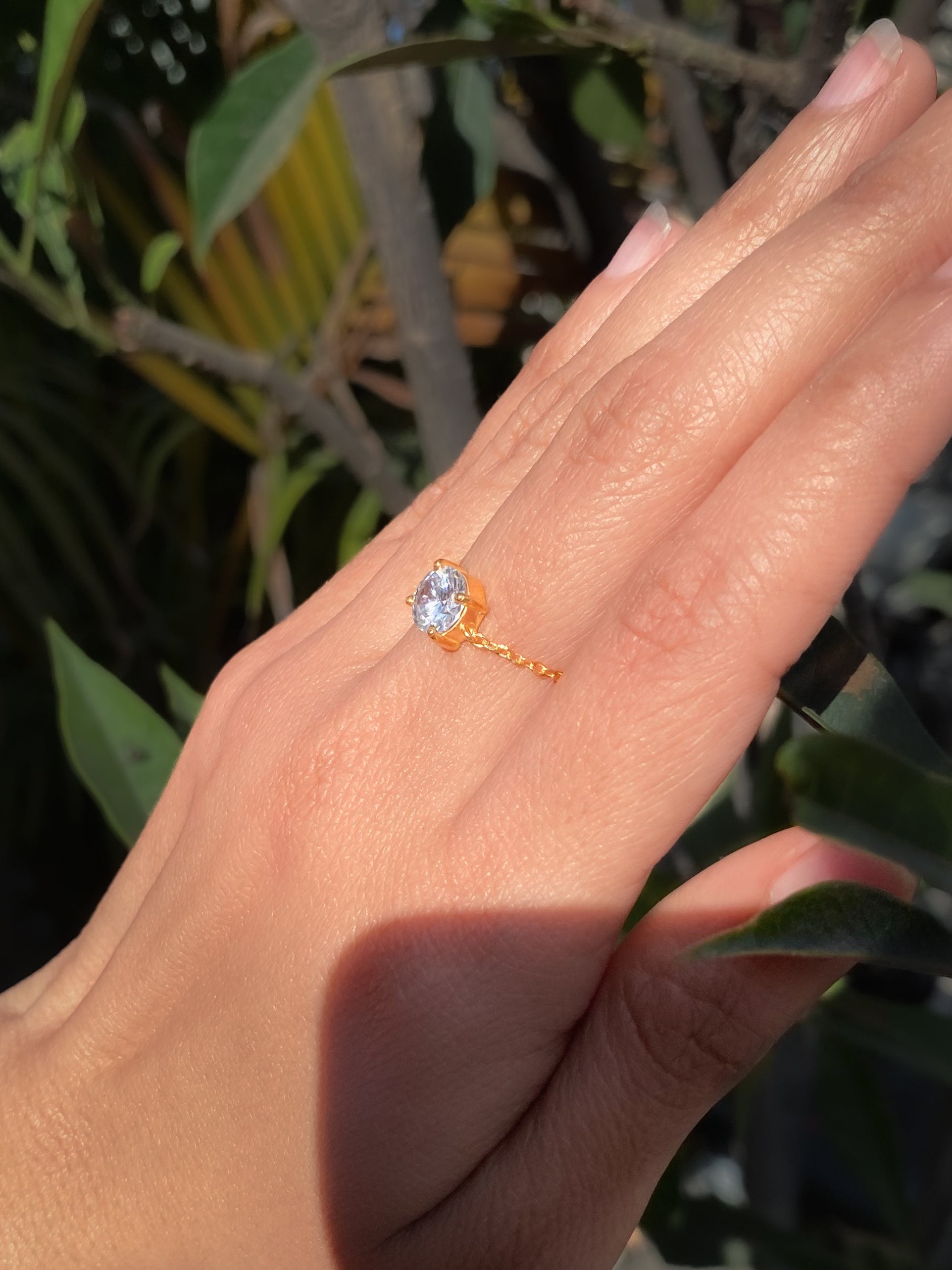 18k Classic White Zircon Chain Ring