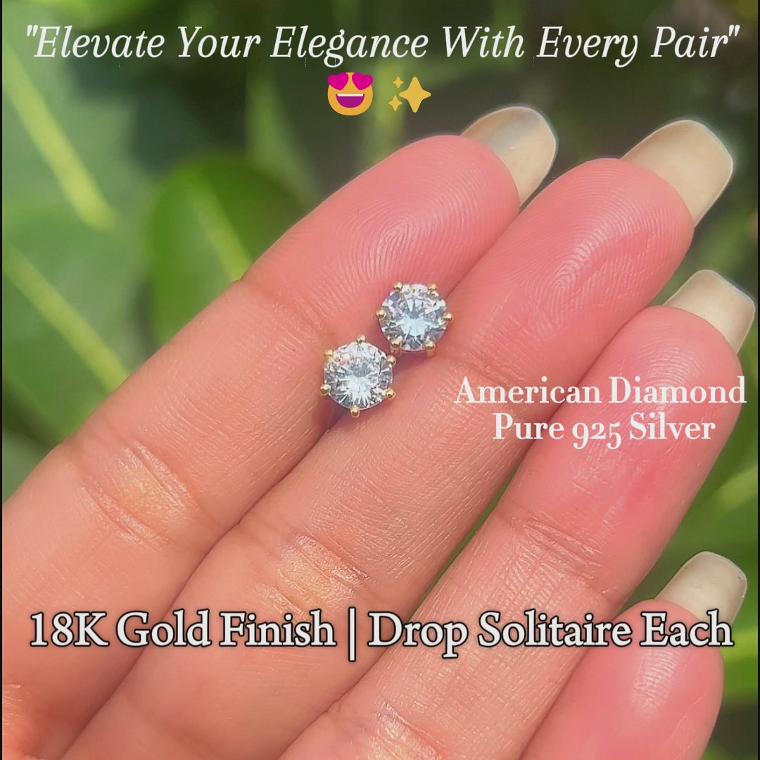 18k Classic Solitaire Earrings