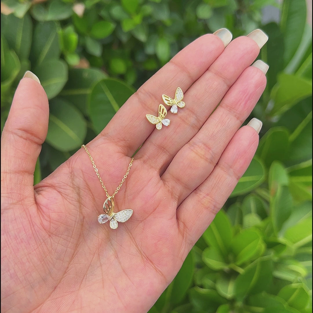 Solitaire Butterfly Pendant Set