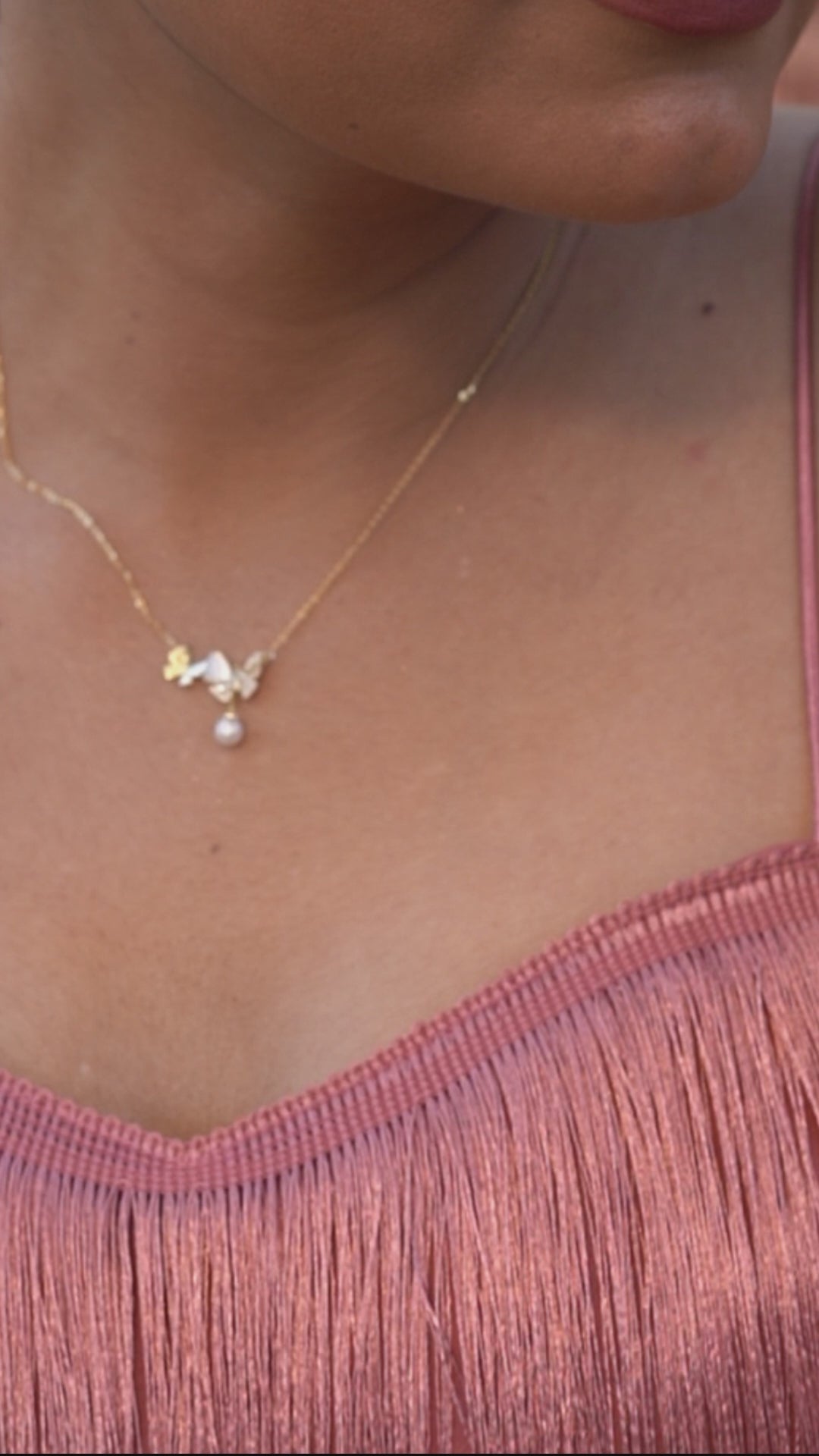 Pearly Butterfly Pendant set
