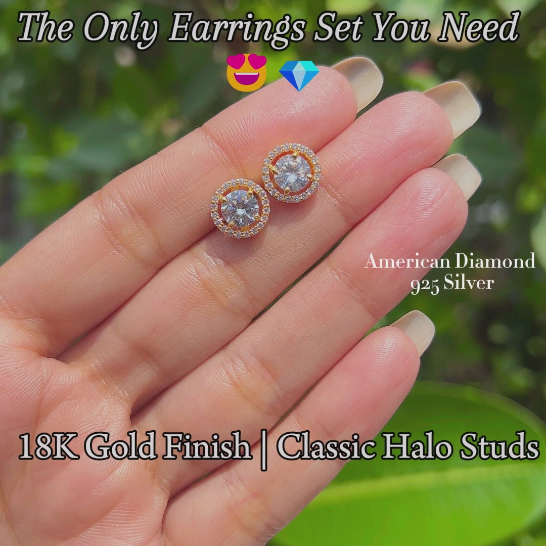 18k Classic Halo Studs